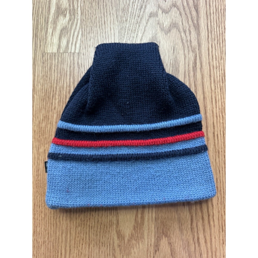 Smiley Wool Ski Cap Hat Snowboarding Snow Beanie Striped VTG Winter‎ Gorpcore